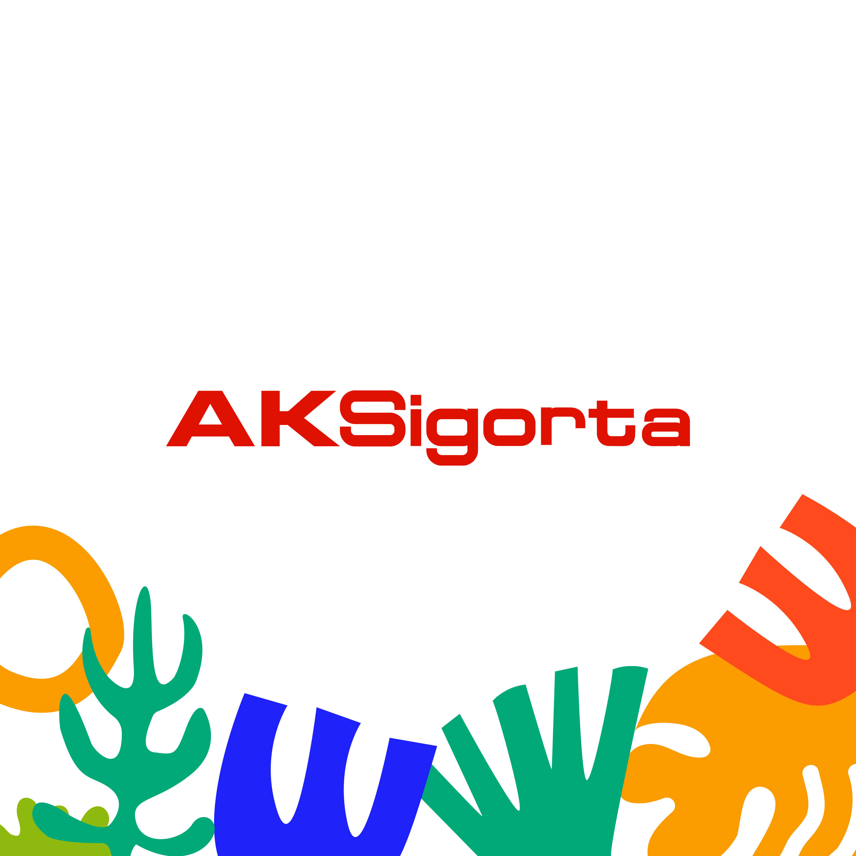 AKSigorta logo with a colorful composition of illustrated shapes