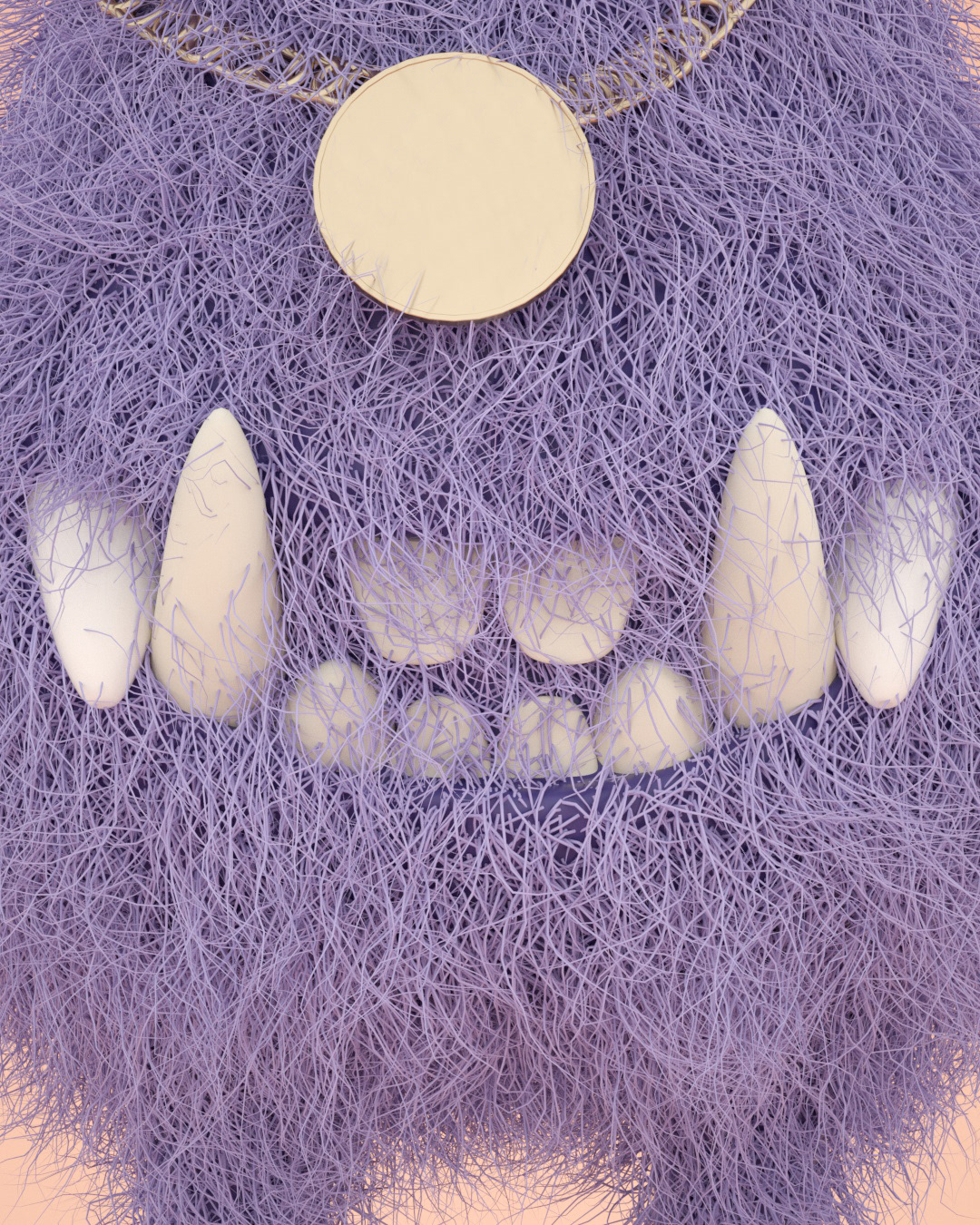 Purple furry character with ivory teeth and a gold medallion, created by Abdurrahman Akkuş